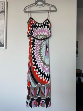Emilio Pucci Multicolor Spiral Wave Maxi Dress